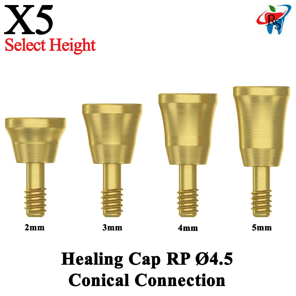 5pcs Dental Prosthetic Healing Cap Ø4.5 Conical Connection RP 2.65 Titanium