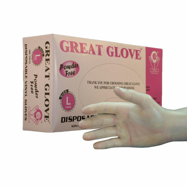SkinTx Industrial Vinyl gloves 1 Box of 100, Small thru X-Large Powder Free