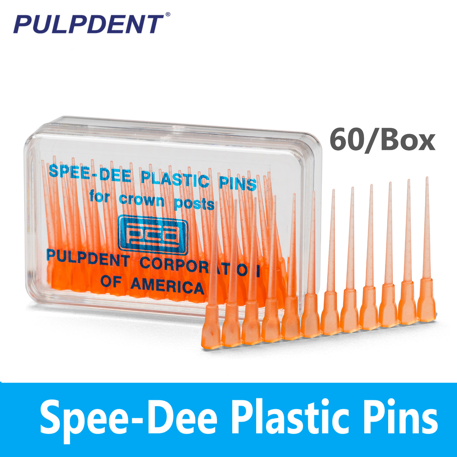 PulpDent Burn Out Pin, Spee-Dee Plastic For Direct Cast Core Technique 60/pk