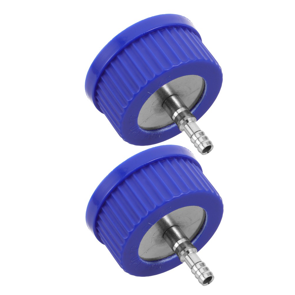 2Pcs Autoclavable Gl45 Sampling Caps for Lab Bottles Metal Plastic Blue