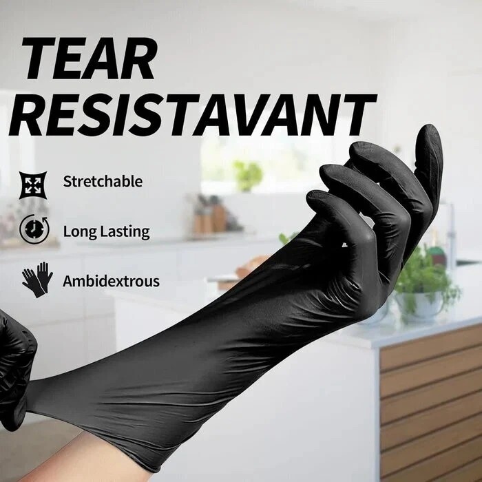 Heavy-Duty 5 Mil Black Nitrile Exam Gloves (Disposable & Powder-Free)
