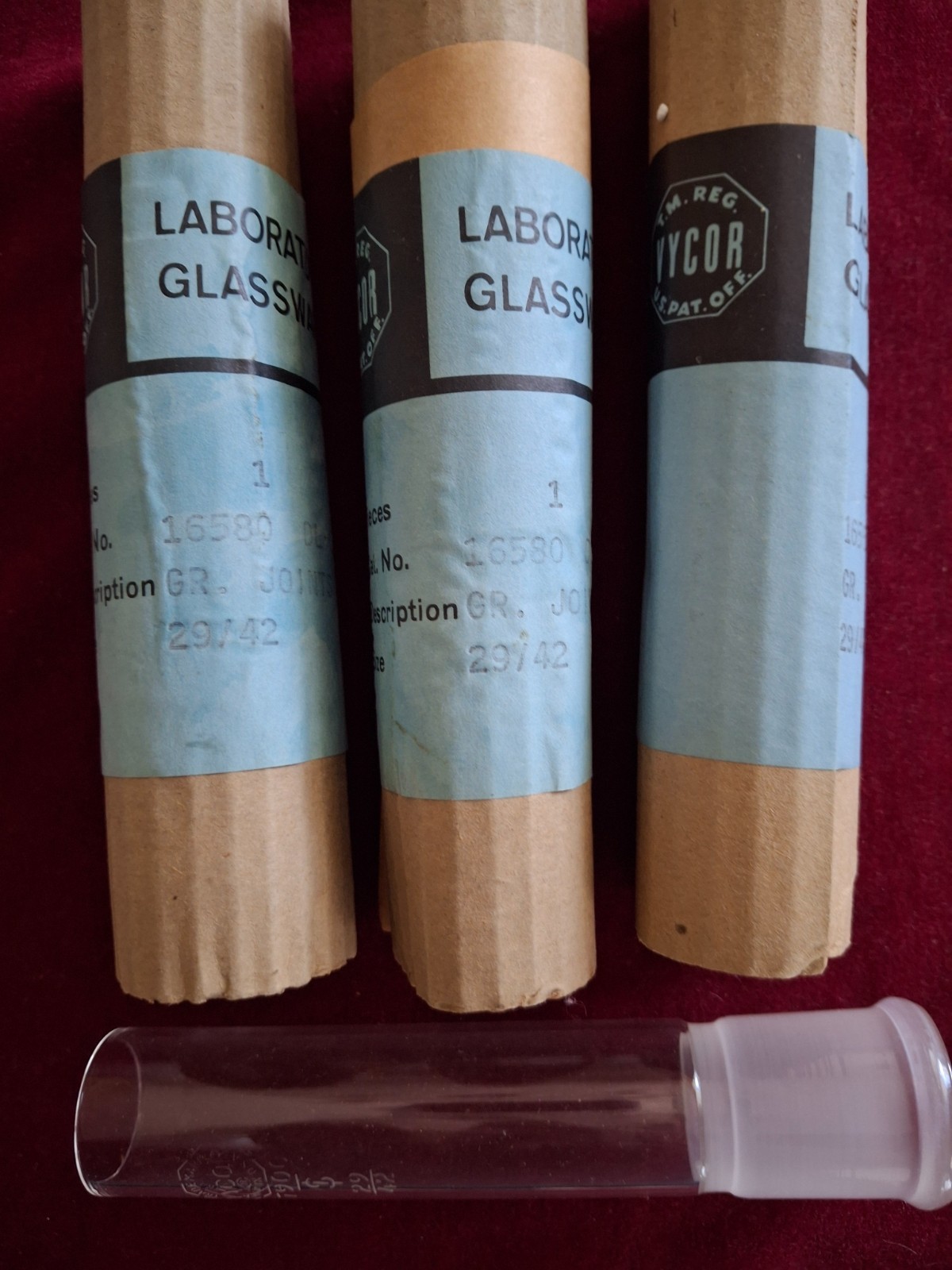 Vycor 16580 Standard Ground Glass Female Joints for Glassblowers, Size 29/42 NOS