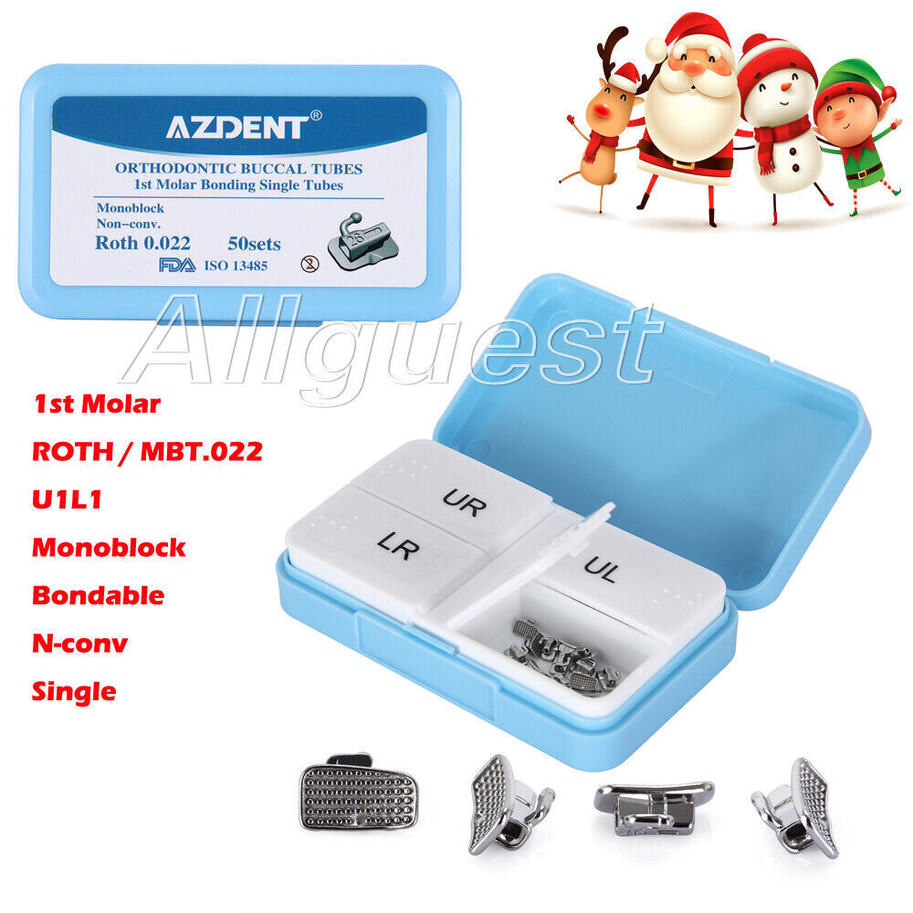 AZDENT Dental Orthodontic Buccal Tube 1st Molar Roth/MBT 022 Bondable MIM N-conv