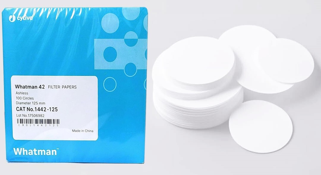 Whatman Filter Papers, Grade 42, 1442-125 Quantitative Round Sheets Pack of 100.