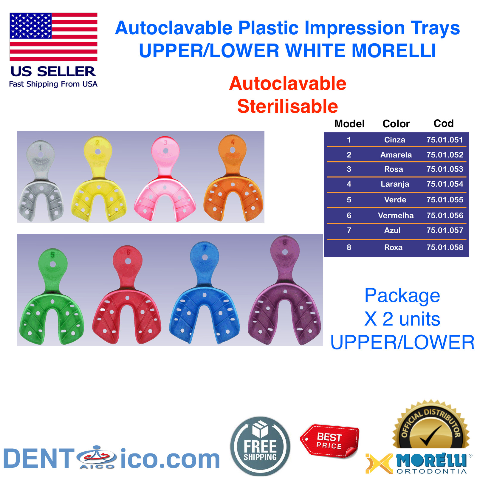 Sterilisable Dental Disposable Impression Trays UpperLower All Sizes Orthodontic