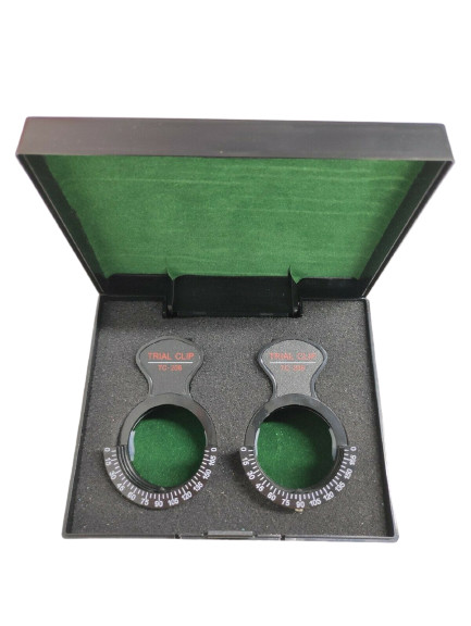 2 Set Of Trial Optical Lens Piece Frame Clip Holds 1 1/2″ Trial lenses With Case