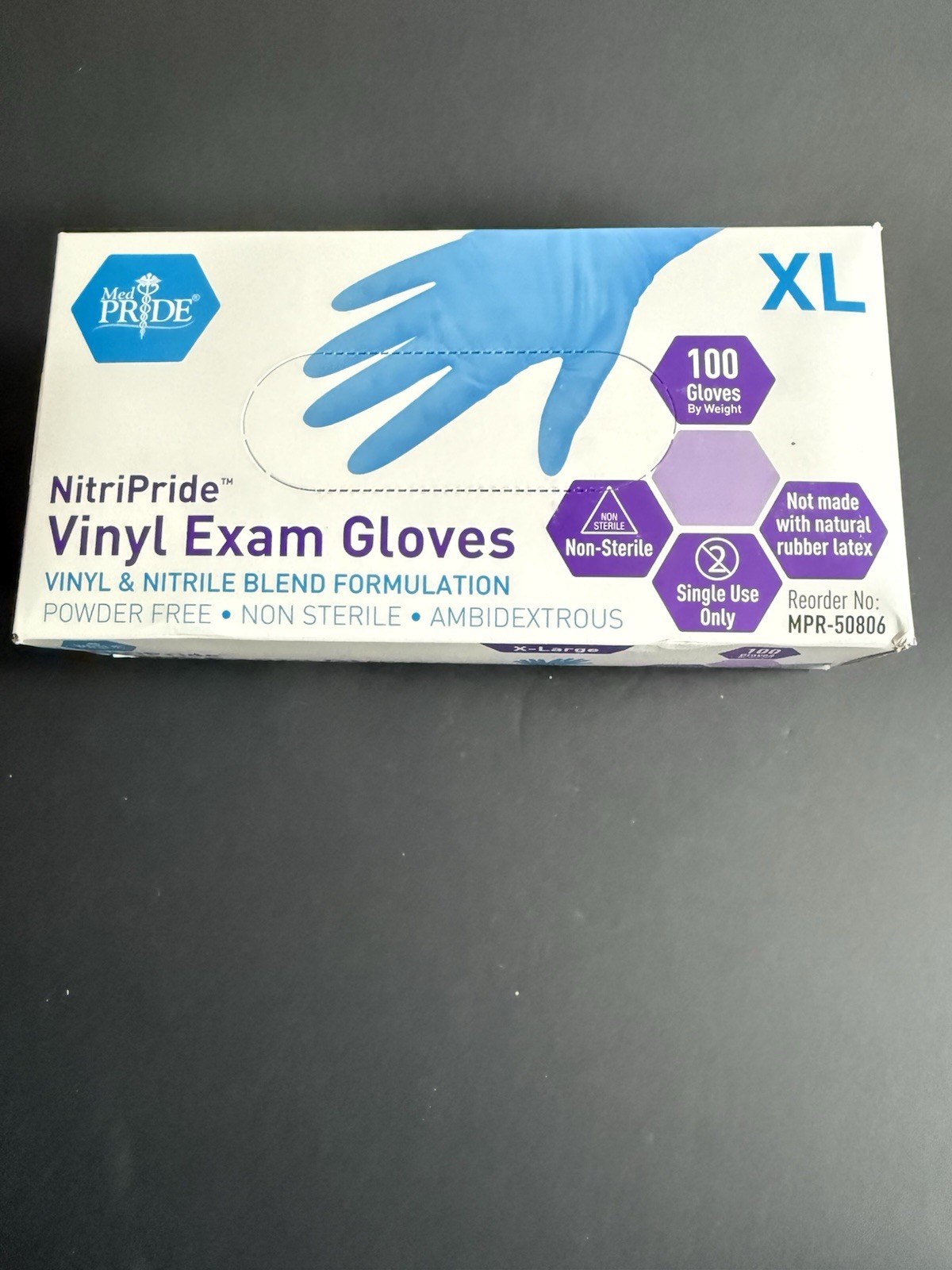 MedPride NitriPride Vinyl-Nitrile Blend Exam Gloves X-Large Powder-Free Medical
