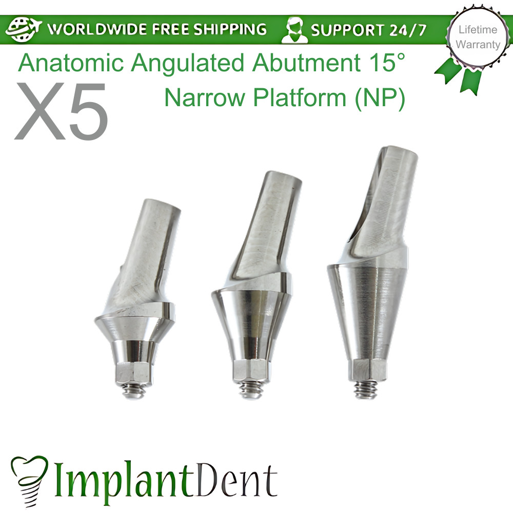 5x Anatomic Angulated Dental Prosthetics 15° Narrow Platform Conical Hex 2.25mm