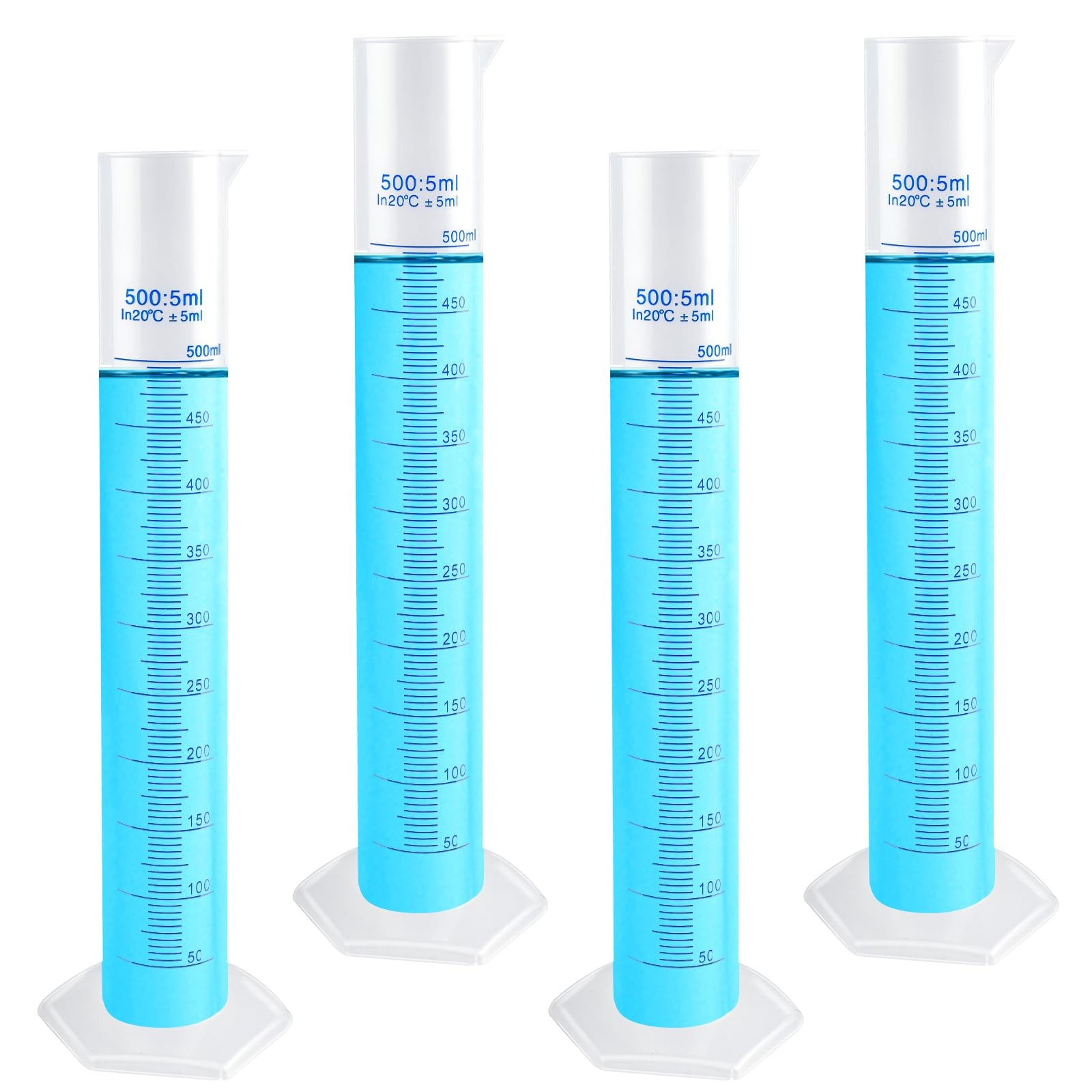 Akamino 4 Packs 500ml Plastic Graduated Cylinder,Transparent Measuring Cylind…