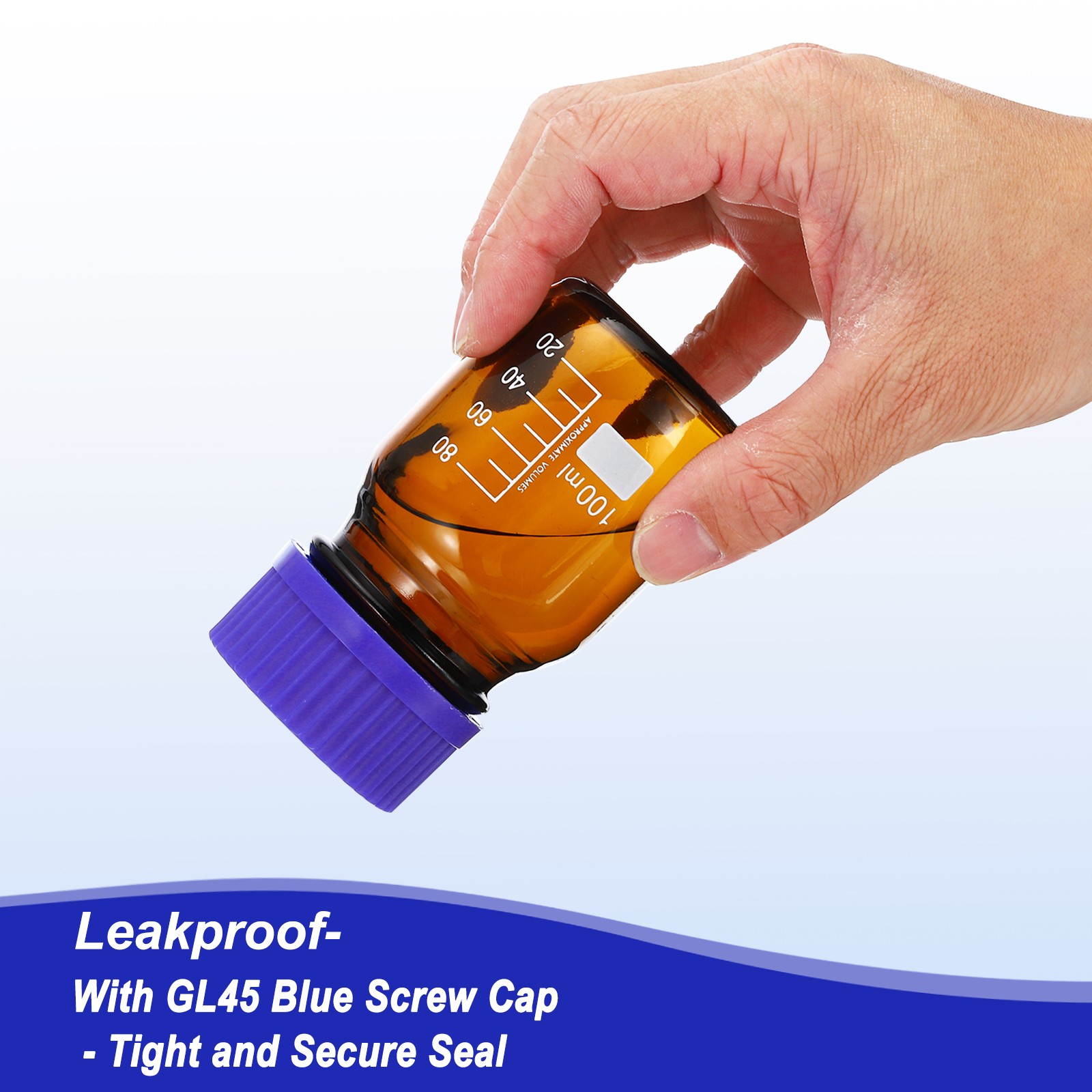 100ml Sample Bottle, 8 Pack Reagent Media Storage Bottles Glass