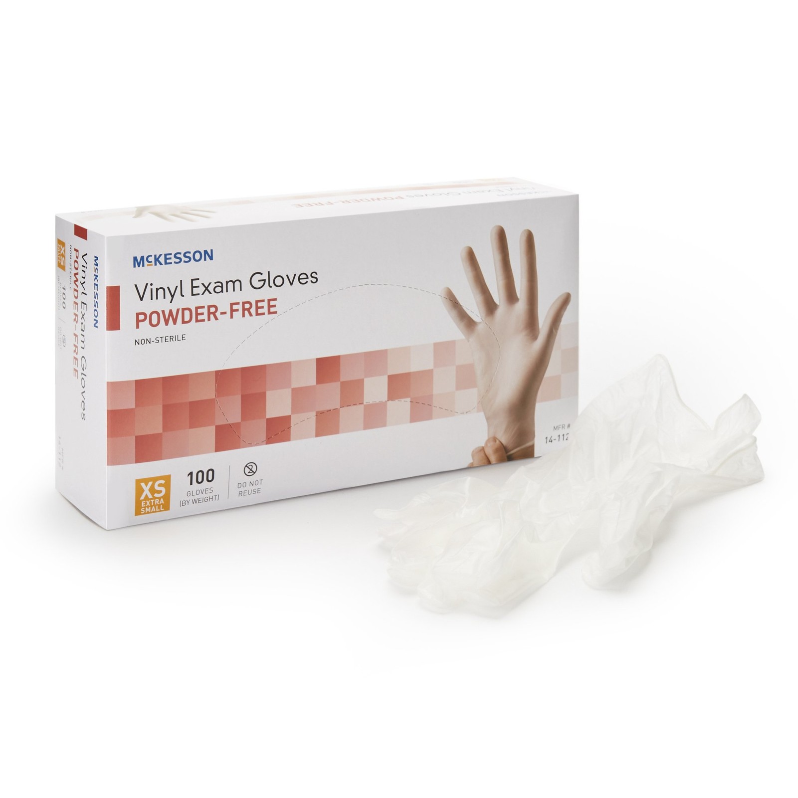 McKesson Vinyl Exam Glove Standard Cuff Length X-SMALL 1000 per Case