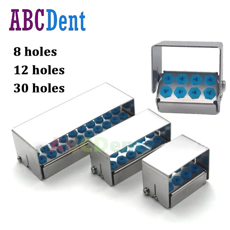 8/12/30Hole Bur Dental Burs Disinfection Autoclave Stand Holder Block Case Steel