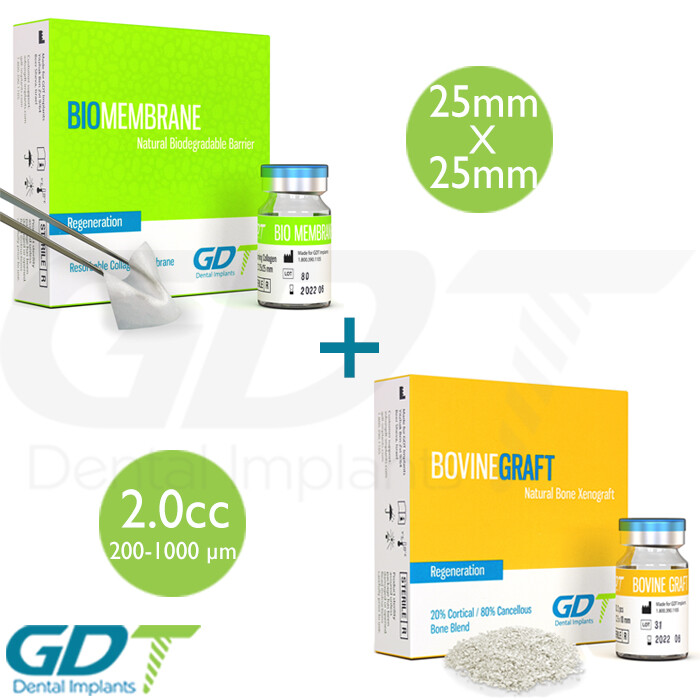 25mmX25mm BioMembrane Resor bable Barrier+ 2.0cc Granules Bon Graft GDT