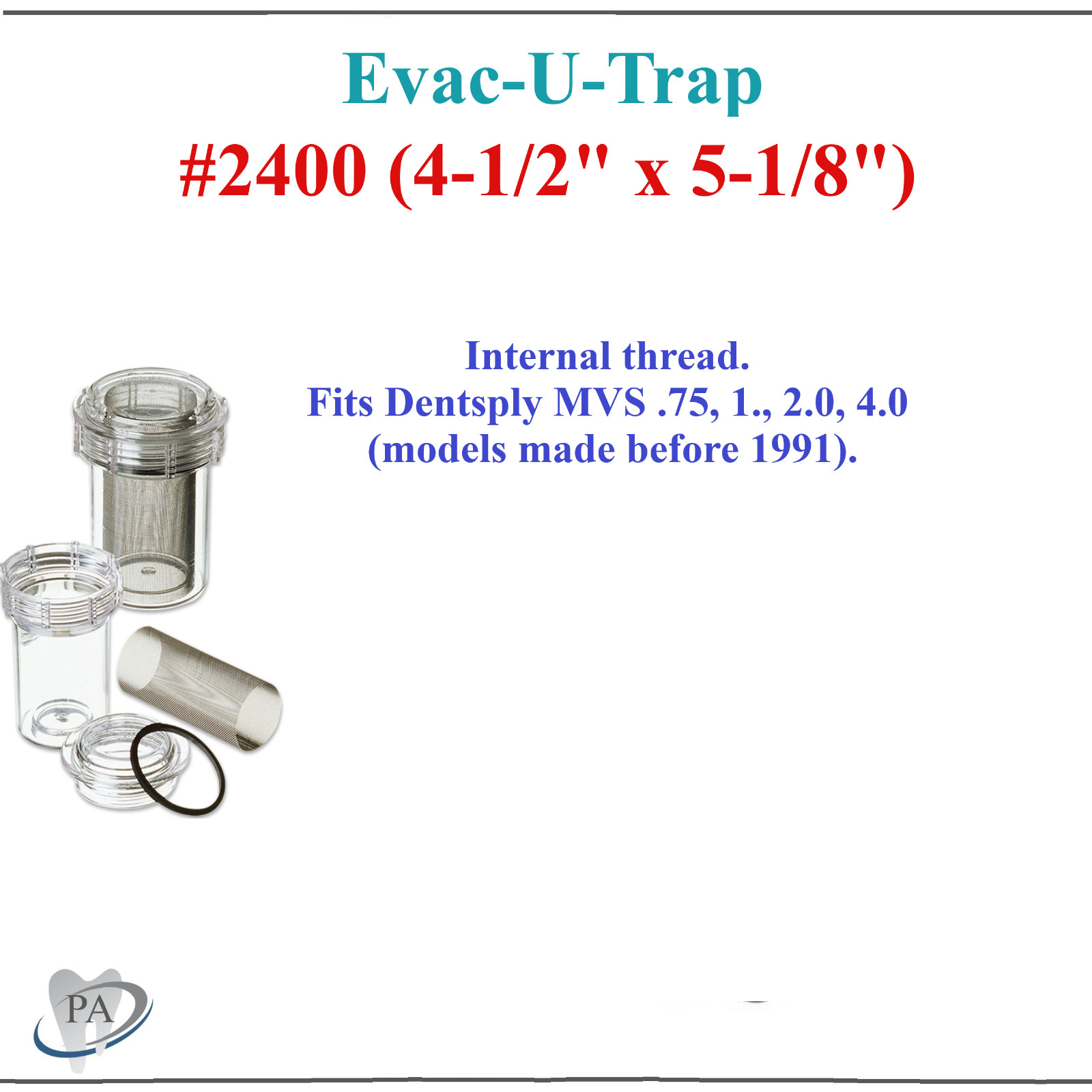 Dental Evac-U-Trap Disposable Canister, Model 2400: For Dentsply MVS .75, 1., 2.