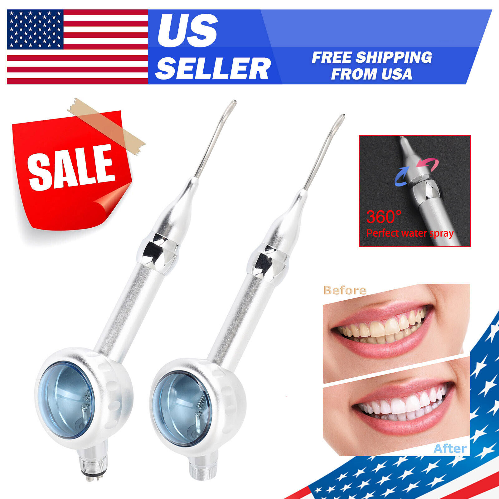 2/4Holes Dental Air Flow Teeth Polishing Polisher Handpiece Hygiene Prophy US