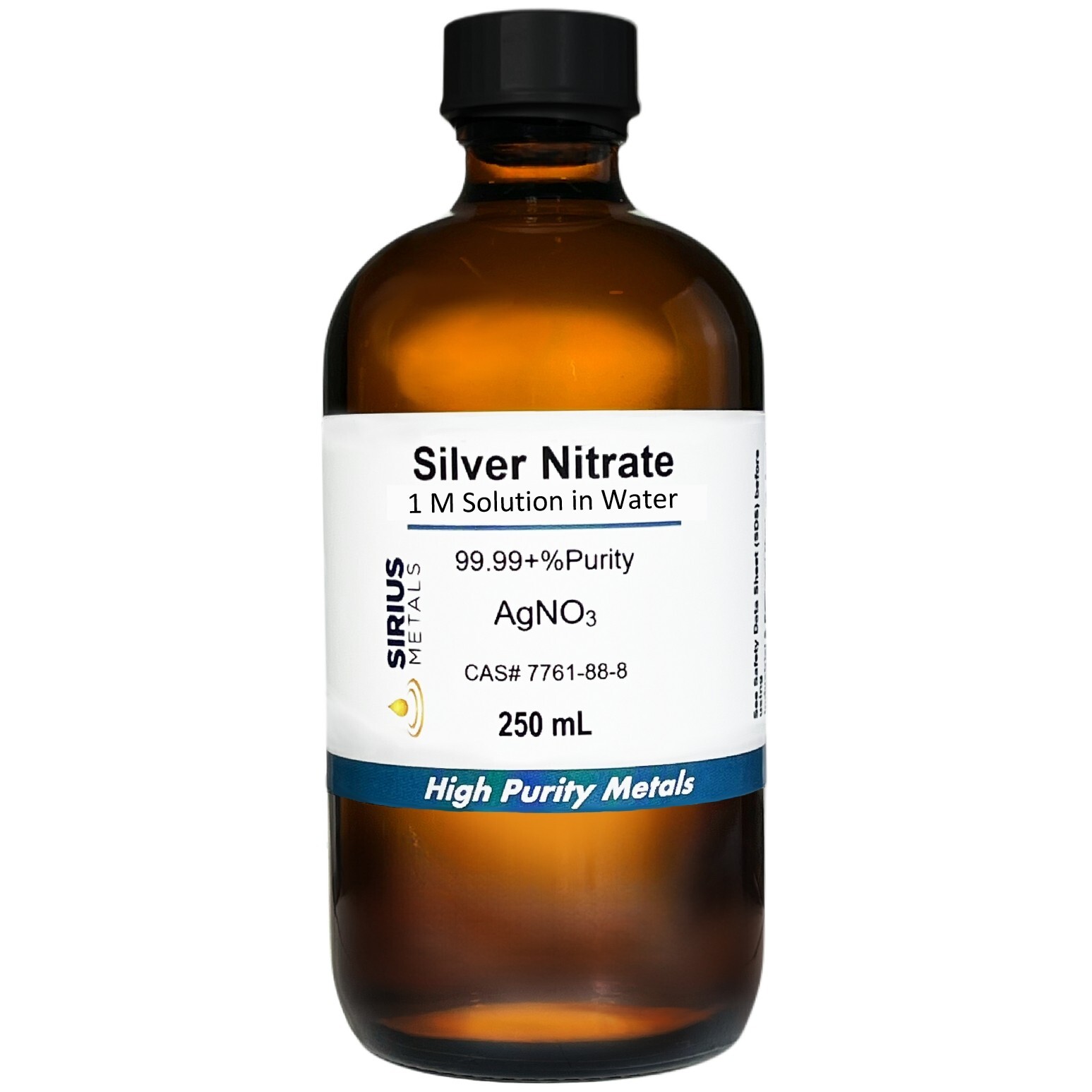 Silver Nitrate (CAS# 7761-88-8) – 1 Molar Solution of AgNO3 in water – 250 mL
