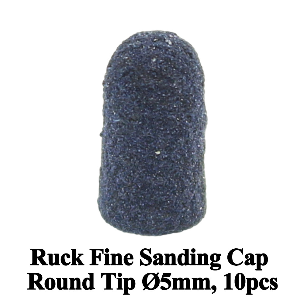 Ruck Fine Sanding Cap Round Tip Ø5mm 10pcs Electric Nail Drill Manicure Pedicure