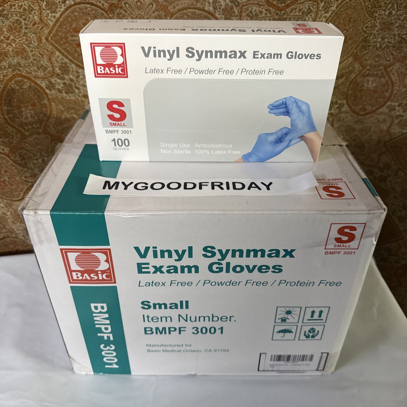 Intco BMPF3001 Intco Basic BMPF3001 Vinyl Synmax Exam Gloves – Small. 1,000 Pack