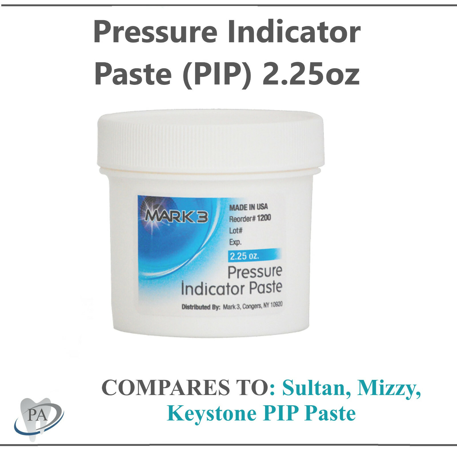 Dental Pressure Indicator Paste PIP Paste (2.25oz Jar) White – Mark3 #1200