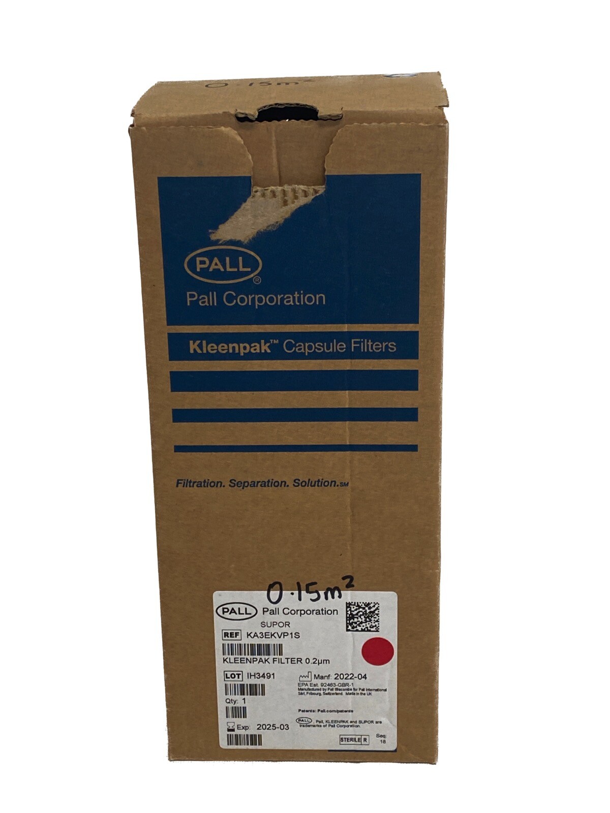 PALL Pharma Kleenpak Capsule w/ Supor EKV Membrane 0.2um PES 1500cm2 KA3EKVP1S