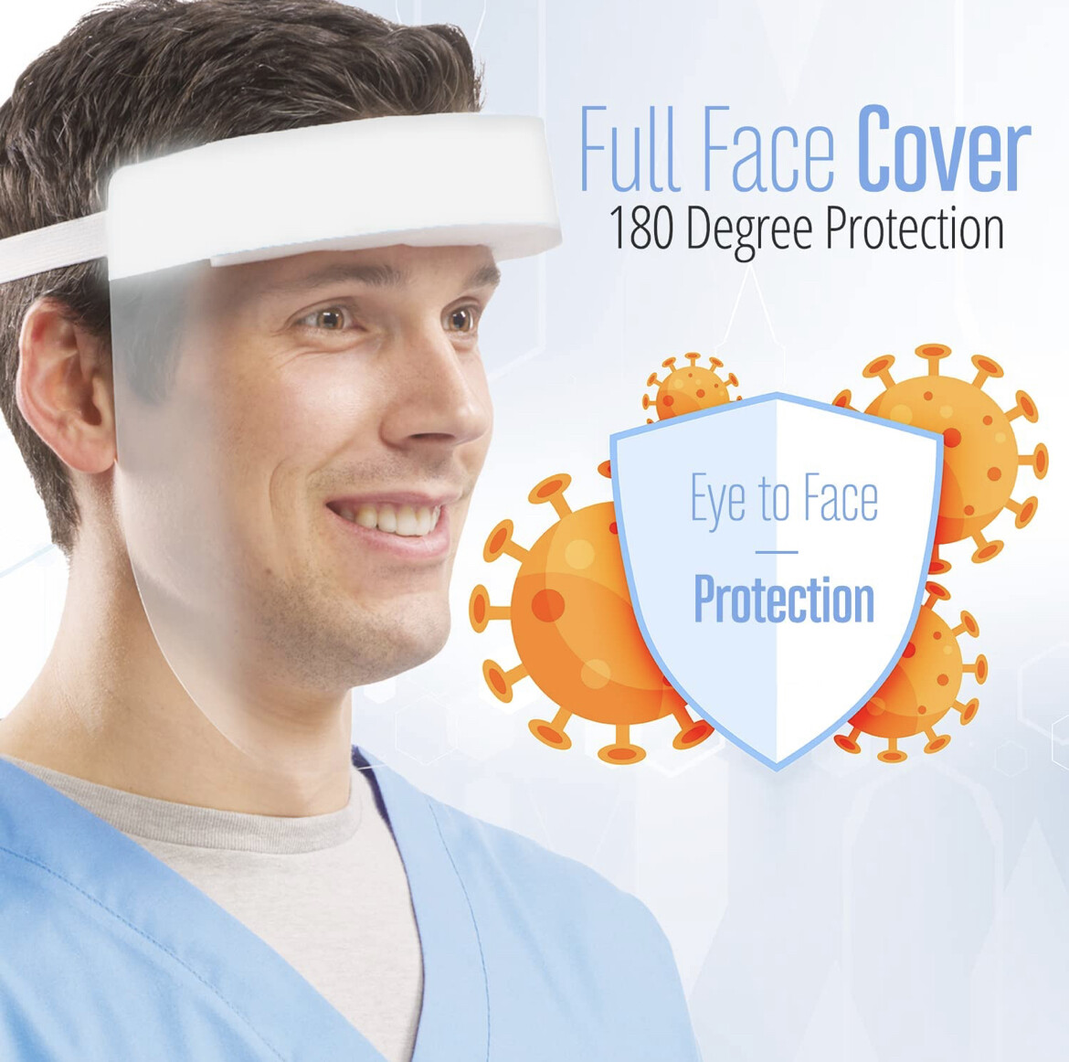 50 Pack Safety Full Face Shield Clear Protector Mask Dental Anti-Fog Reusable