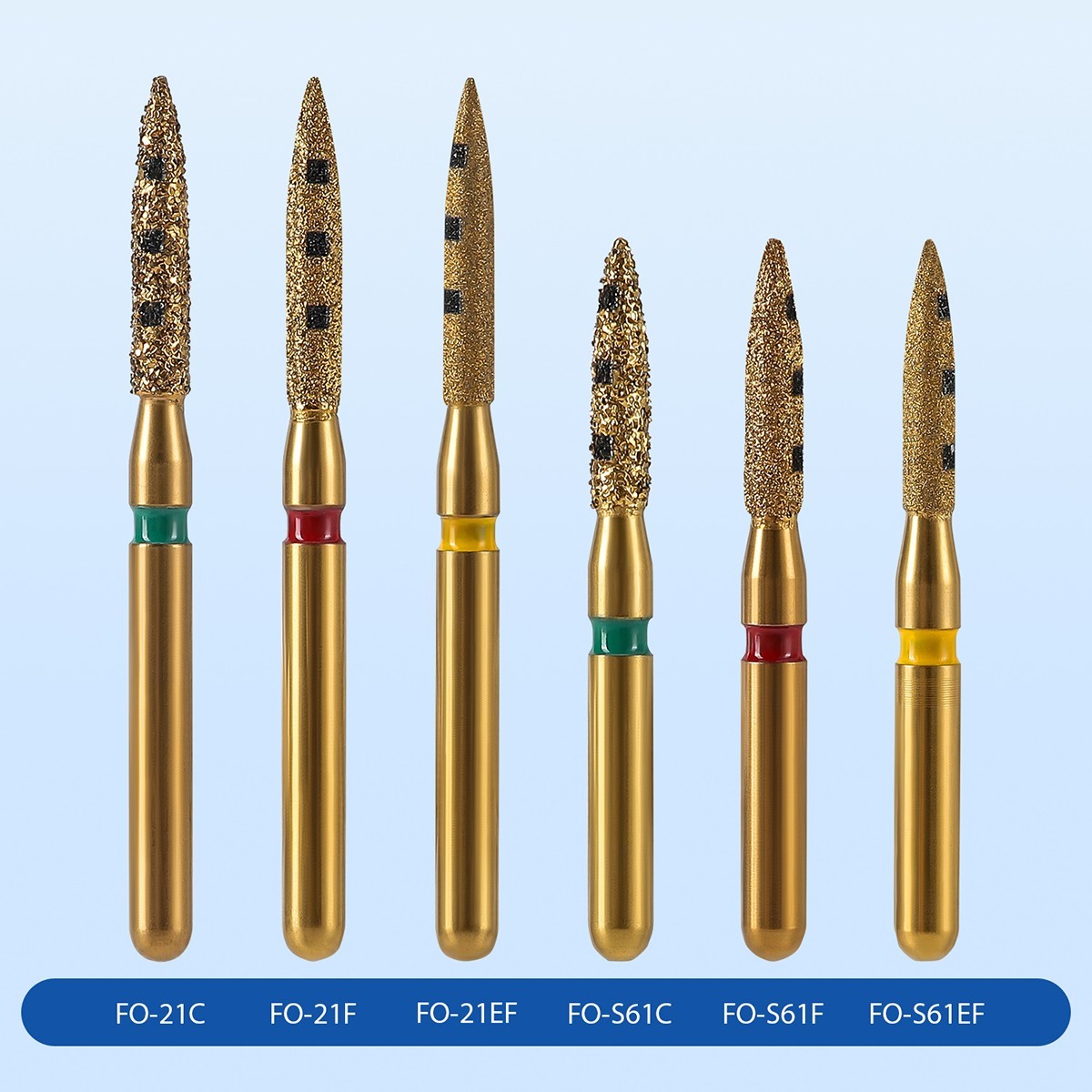 AZDENT Dental BOPT Vertical Preparation Diamond Burs FG 1.6mm Titanium Plating
