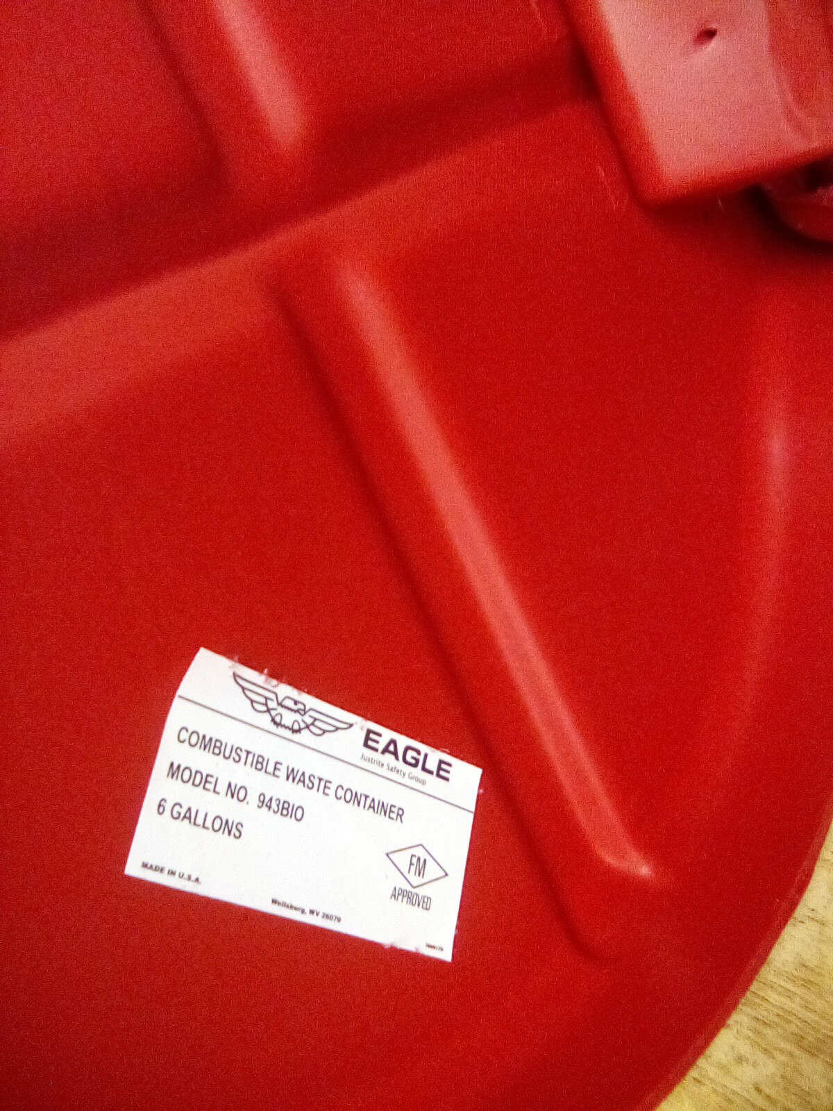 Eagle 943BIO Combustible Waste Container 6 Gallons