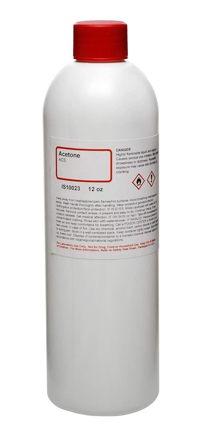 Anhydrous Acetone 12oz ACS Grade Pure Solvent Reagent Laboratory Industrial USA