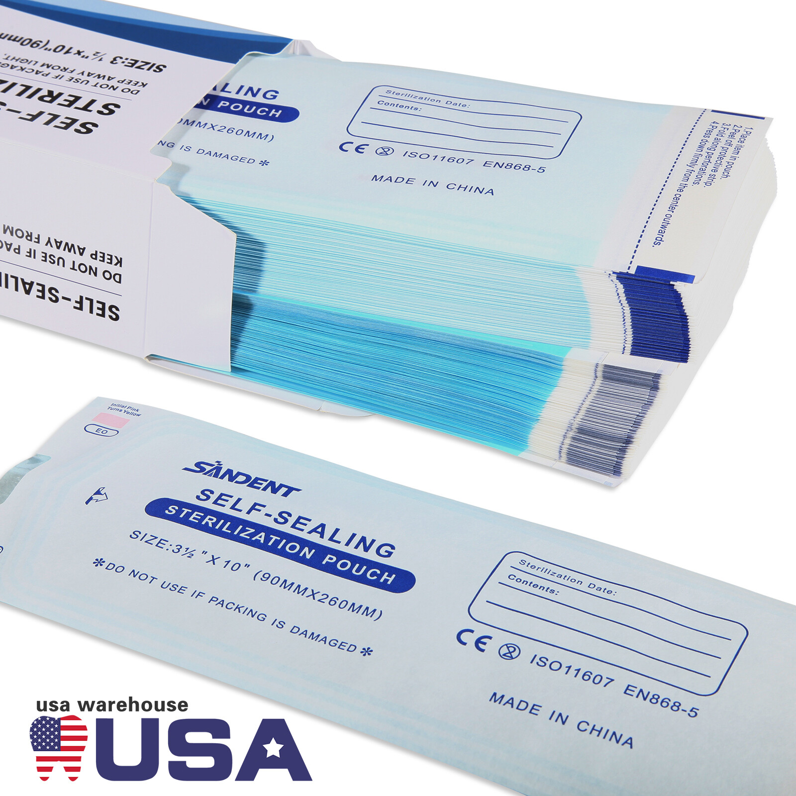 Self Seal Sterilization Pouches 3.50″ x 10″, Dental, Tattoo, Nail up to 4000pcs
