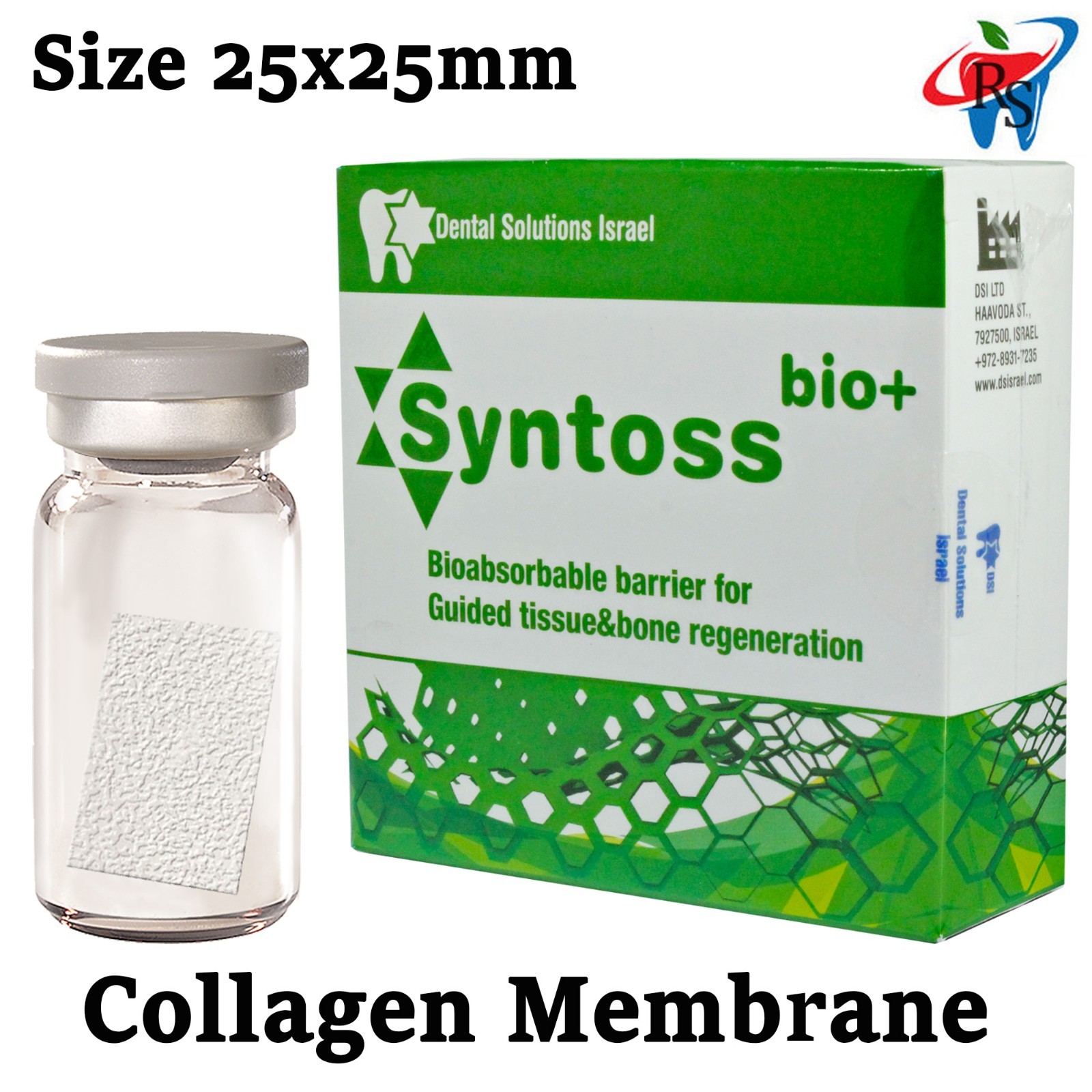 Syntoss Dental Implant Collagen Resorbable Surgical Membrane Barrier 25x25mm