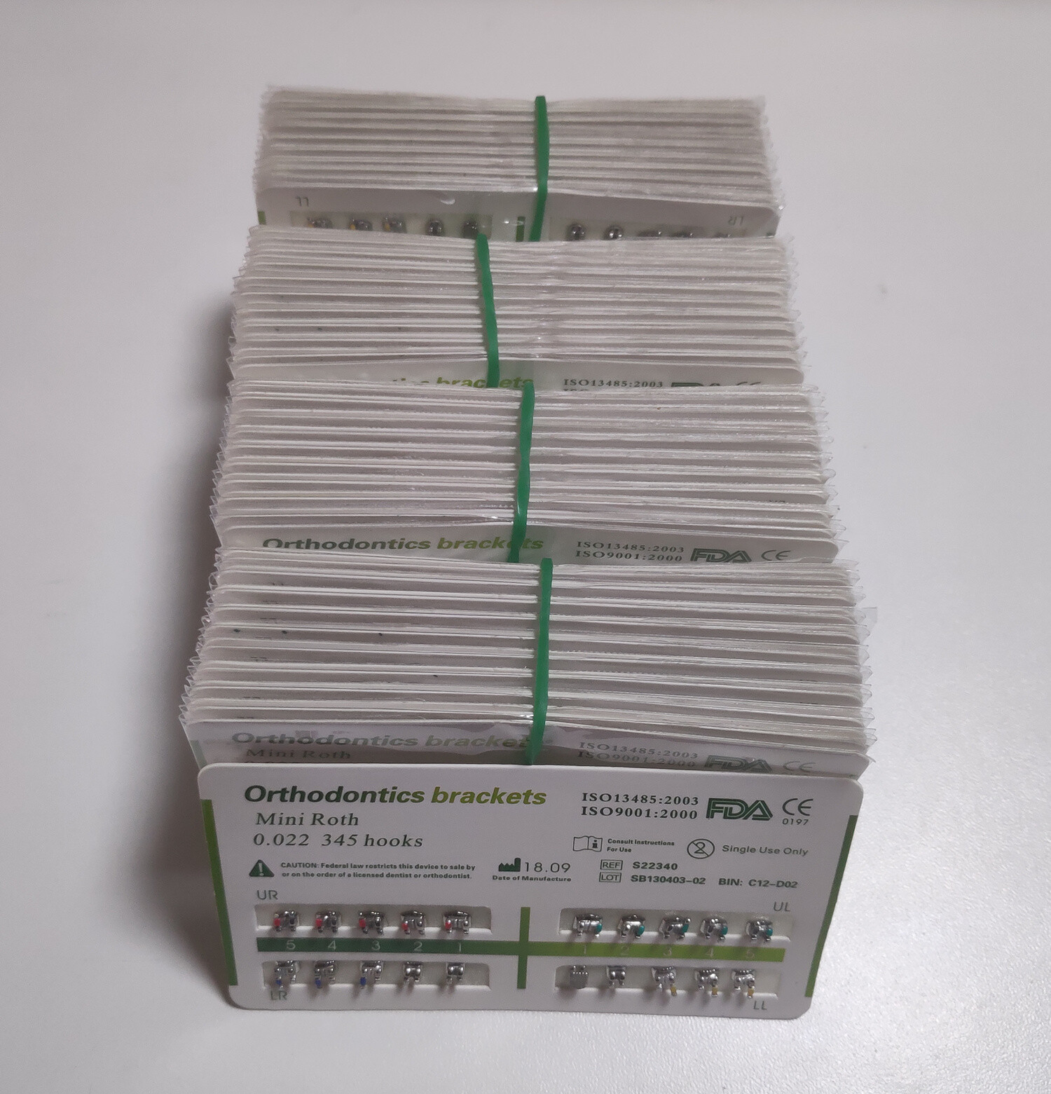 100Sets Dental Orthodontic Metal Brackets Mini Roth 022 345 hooks Mesh Base