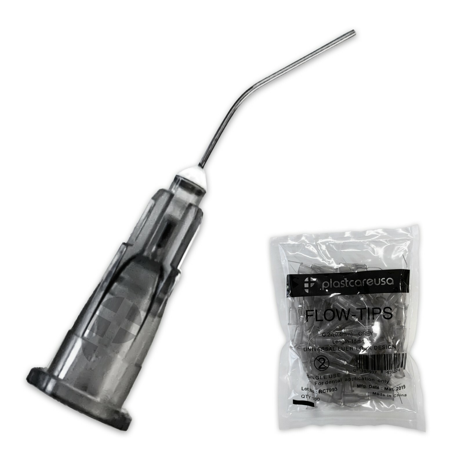 400 Grey 27 Gauge Dental Cement Pre Bent Flow Dispensing Tips (4 Bags)