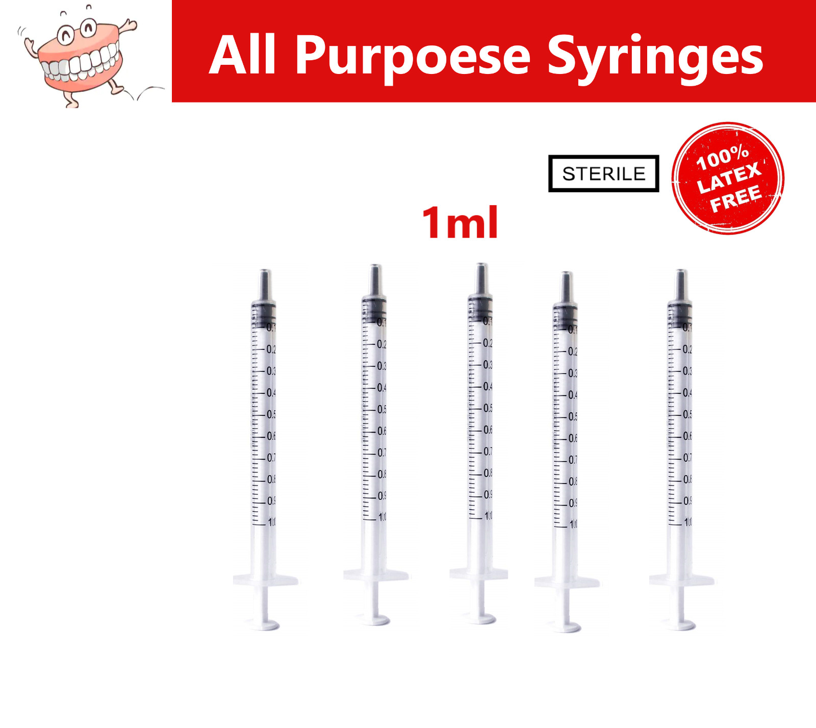 1ml / 1cc Syringe (No Needle) Syringe – Luer Slip, 1 cc, 100/Box
