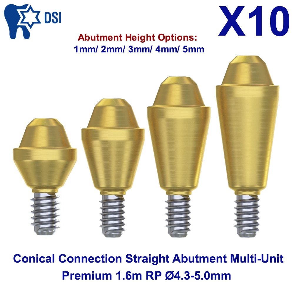 10 Dental Conical Connection Straight Adapter Head Multi-Unit 1.6m RP Ø4.3-5.0mm
