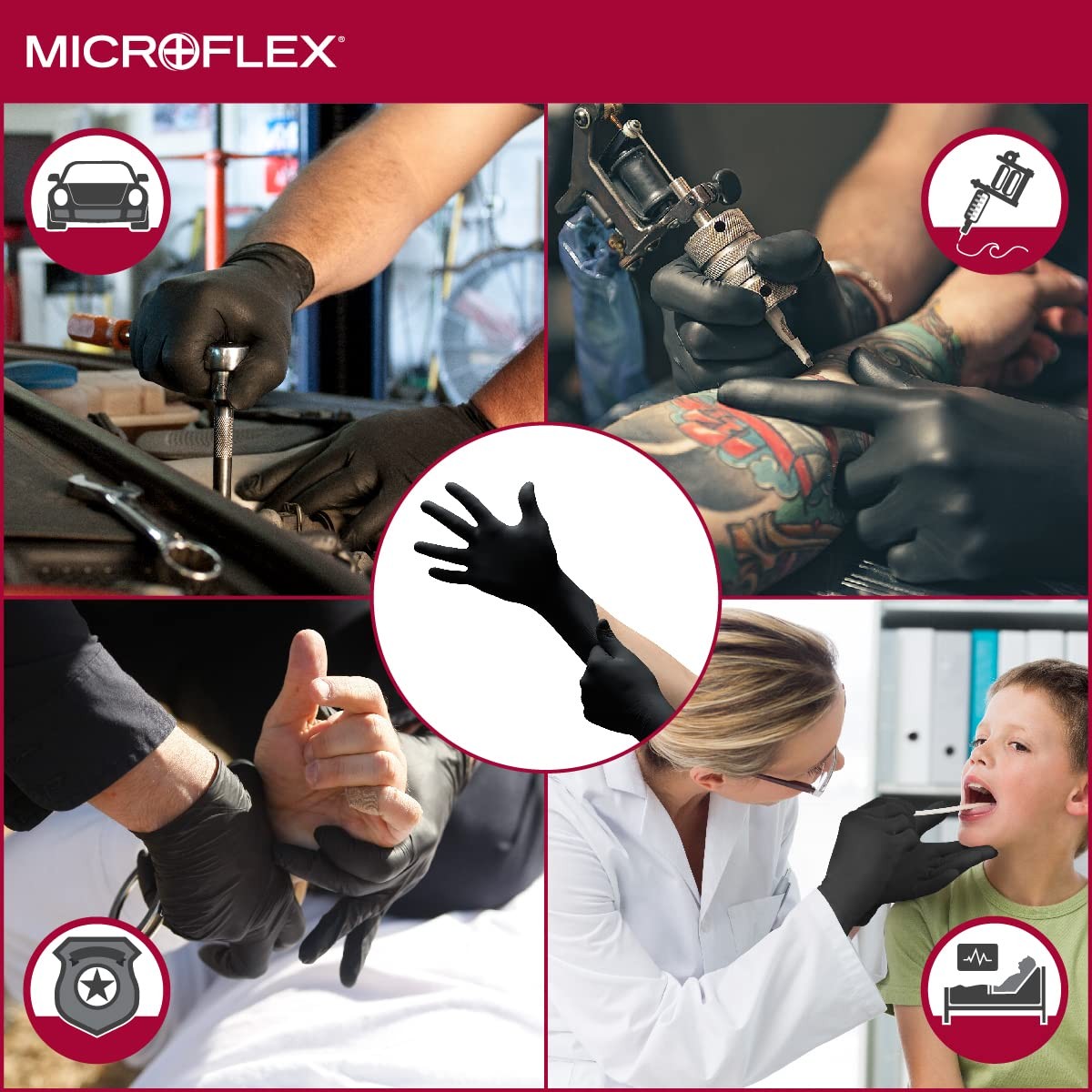 MICROFLEX MidKnight MK-296 Exam Standard Gloves – Size XL, Black (Box of 100)