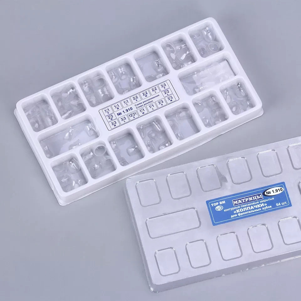 64pc/box Dental Resin Preformed Crown Temporary Transparent 1.910 Anterior Adult