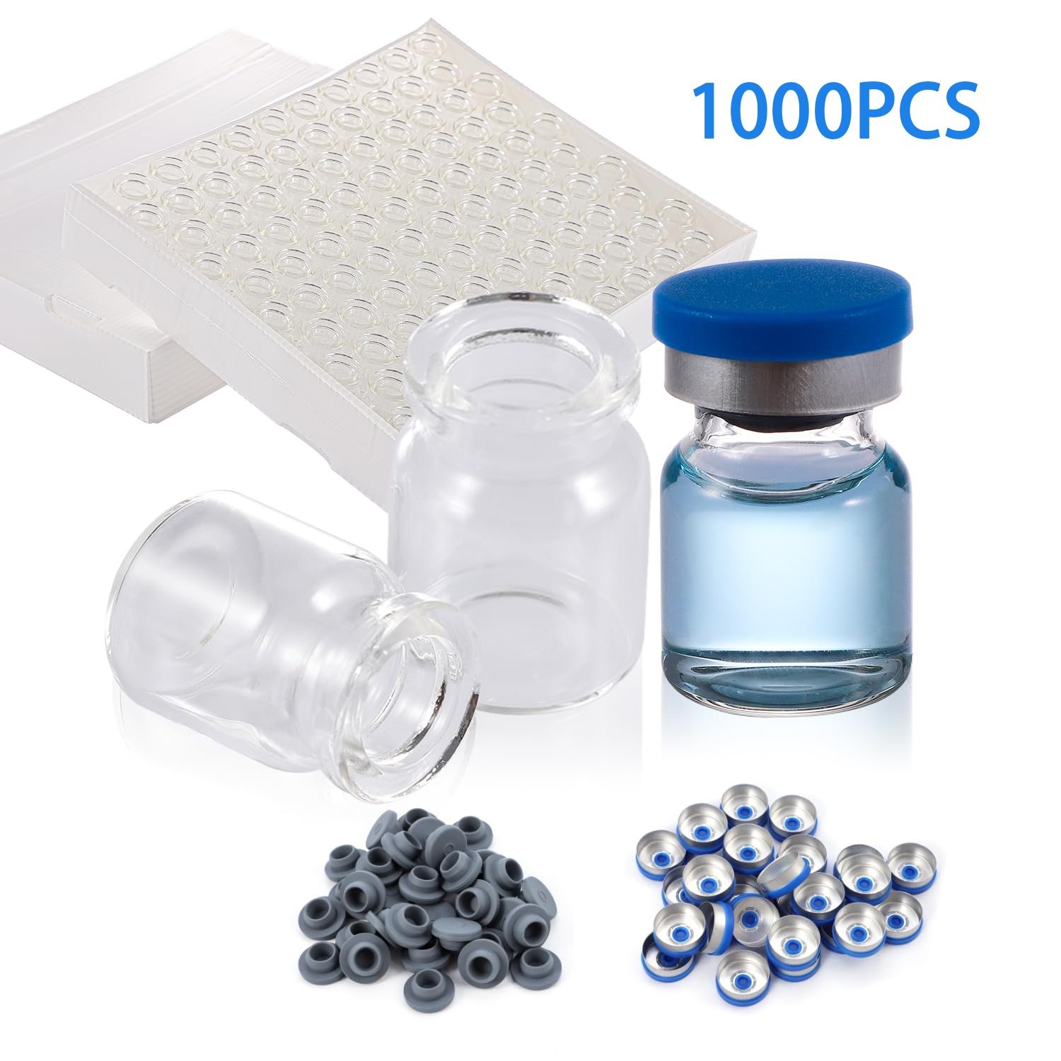 1000PCS 2/3/5/10/20ml Glass Vials Headspace Vials Lab Vials w/ Caps Crimp Top US
