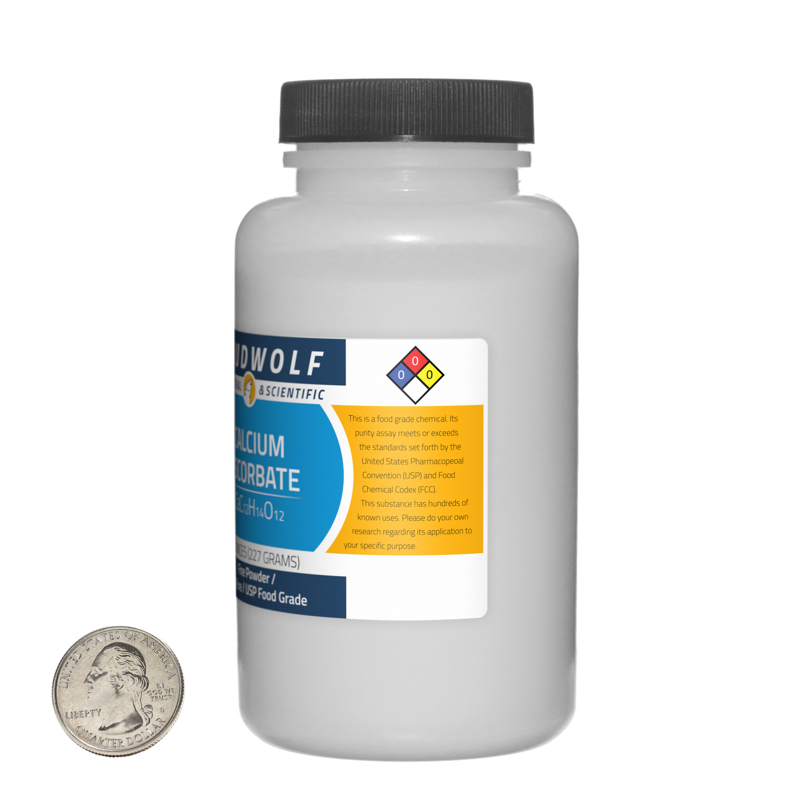 Calcium Ascorbate / 2 Pounds / 4 Bottles / 98% Pure USP Food Grade / Fine Powder