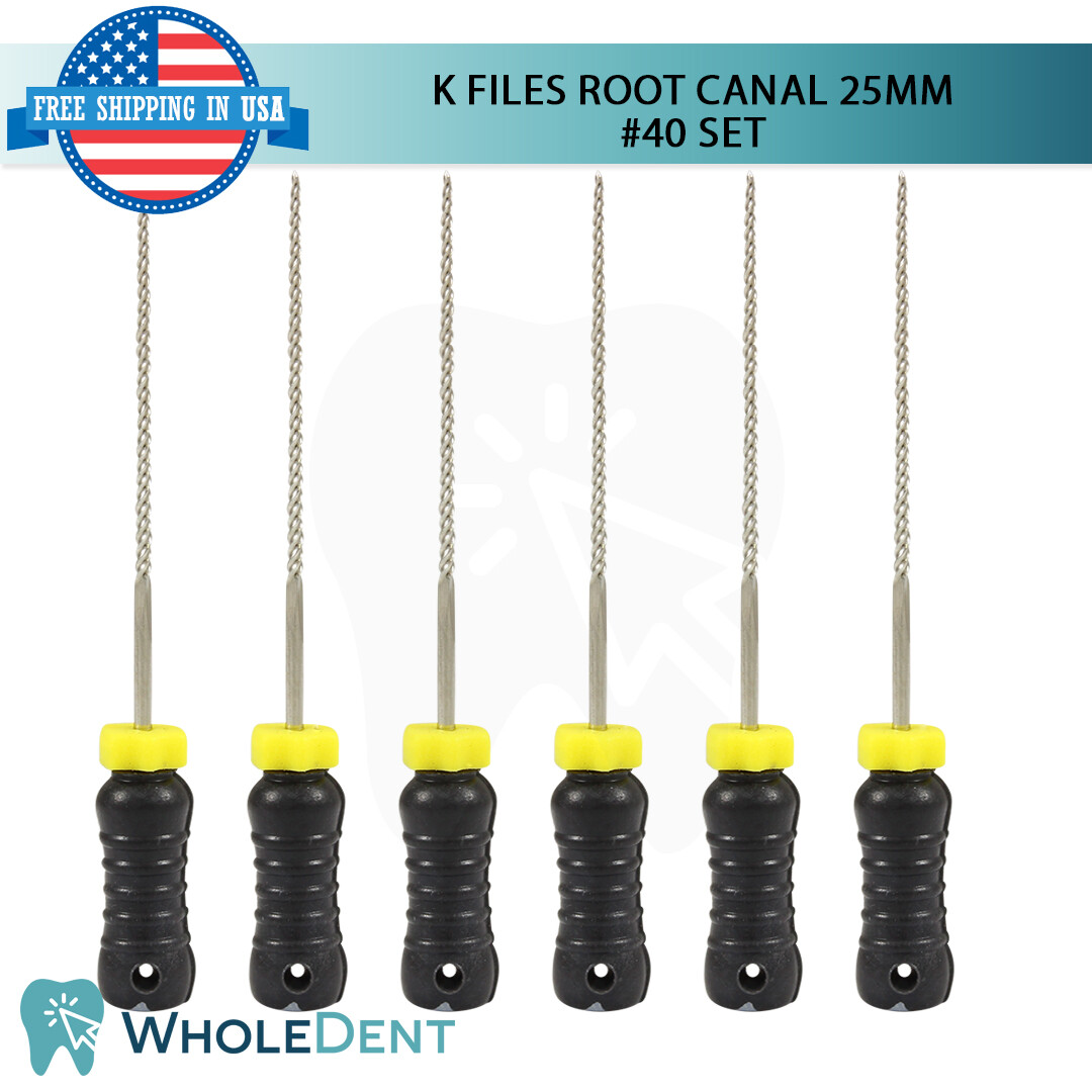 K Files Root Canal 25mm Hand Endodontic Dental Hedstrom 6pcs Pack Reamers #40