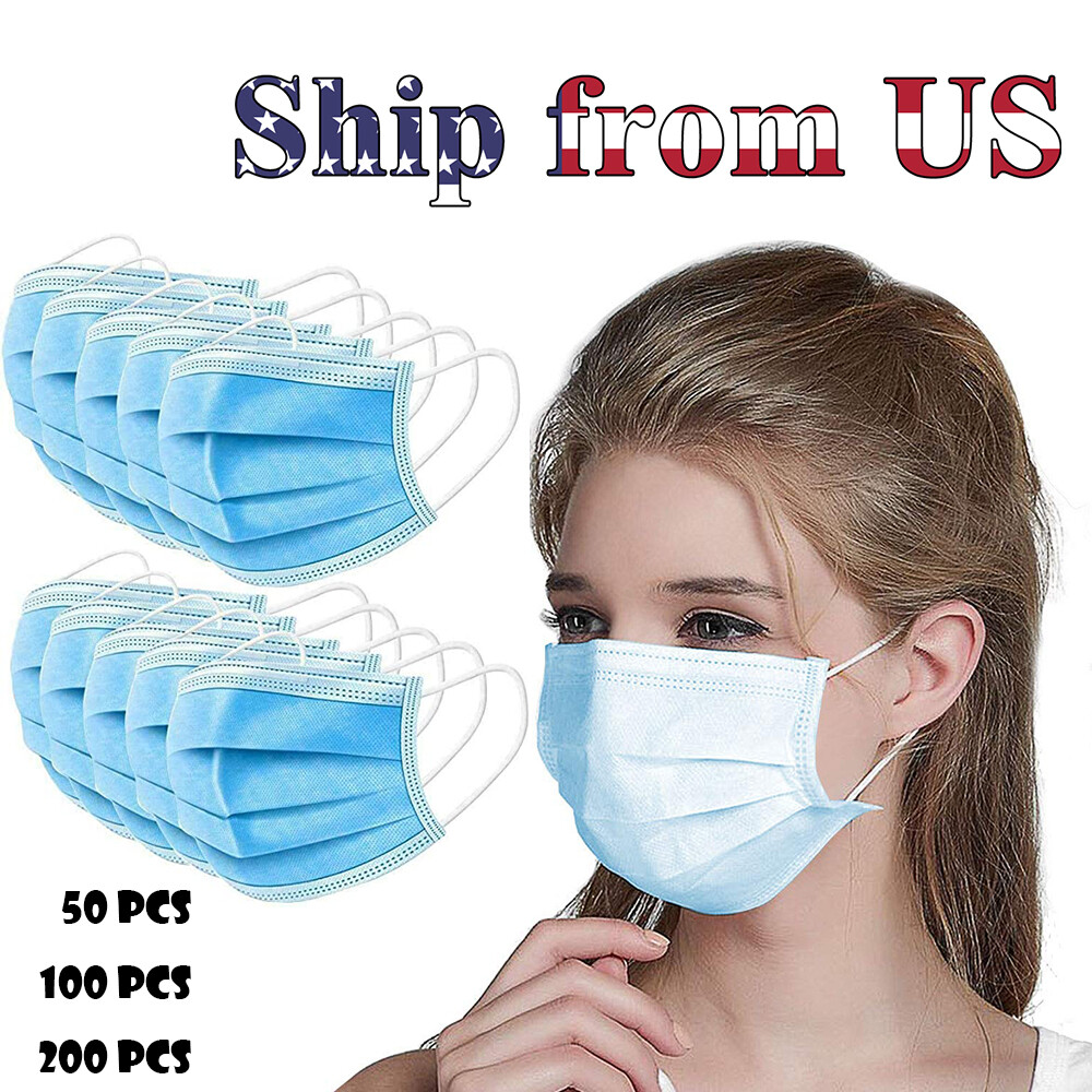 50 pcs 3-Ply Disposable Protective Face Masks Medical Dental Mouth Noise Cover