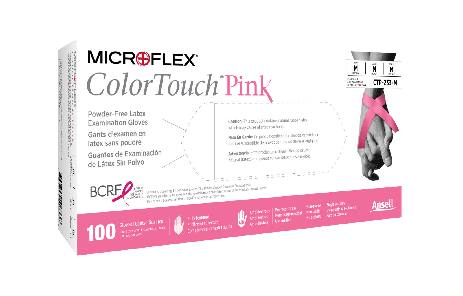Microflex ColorTouch Pink Latex Gloves – Model CTP-233- Case of 1000