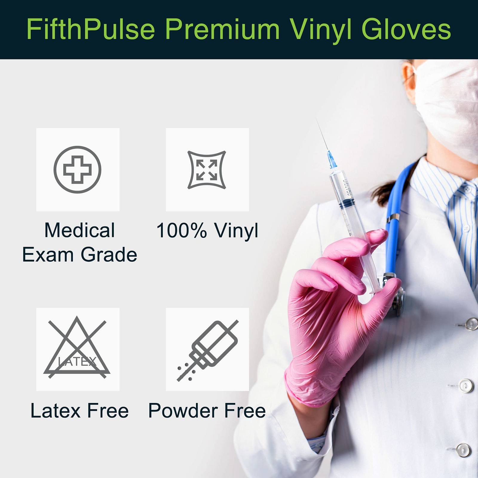 Pink Vinyl Disposable Gloves Medium 50 Pack – Latex (Pack of 50),