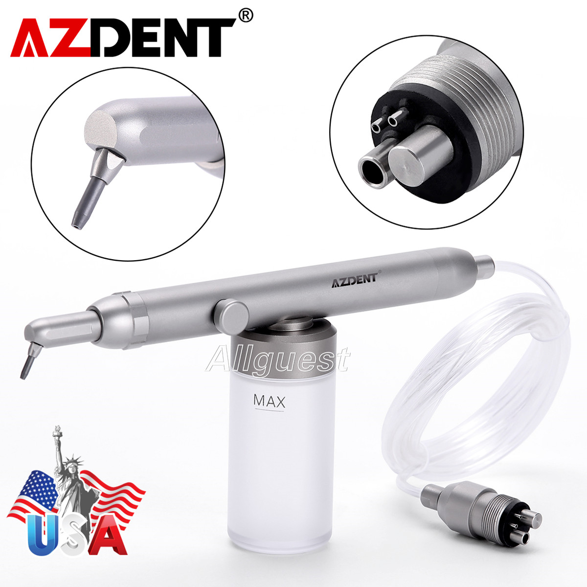 AZDENT Dental Alumina Air Abrasion Polisher Microetcher Sandblasting Gun 4Hole