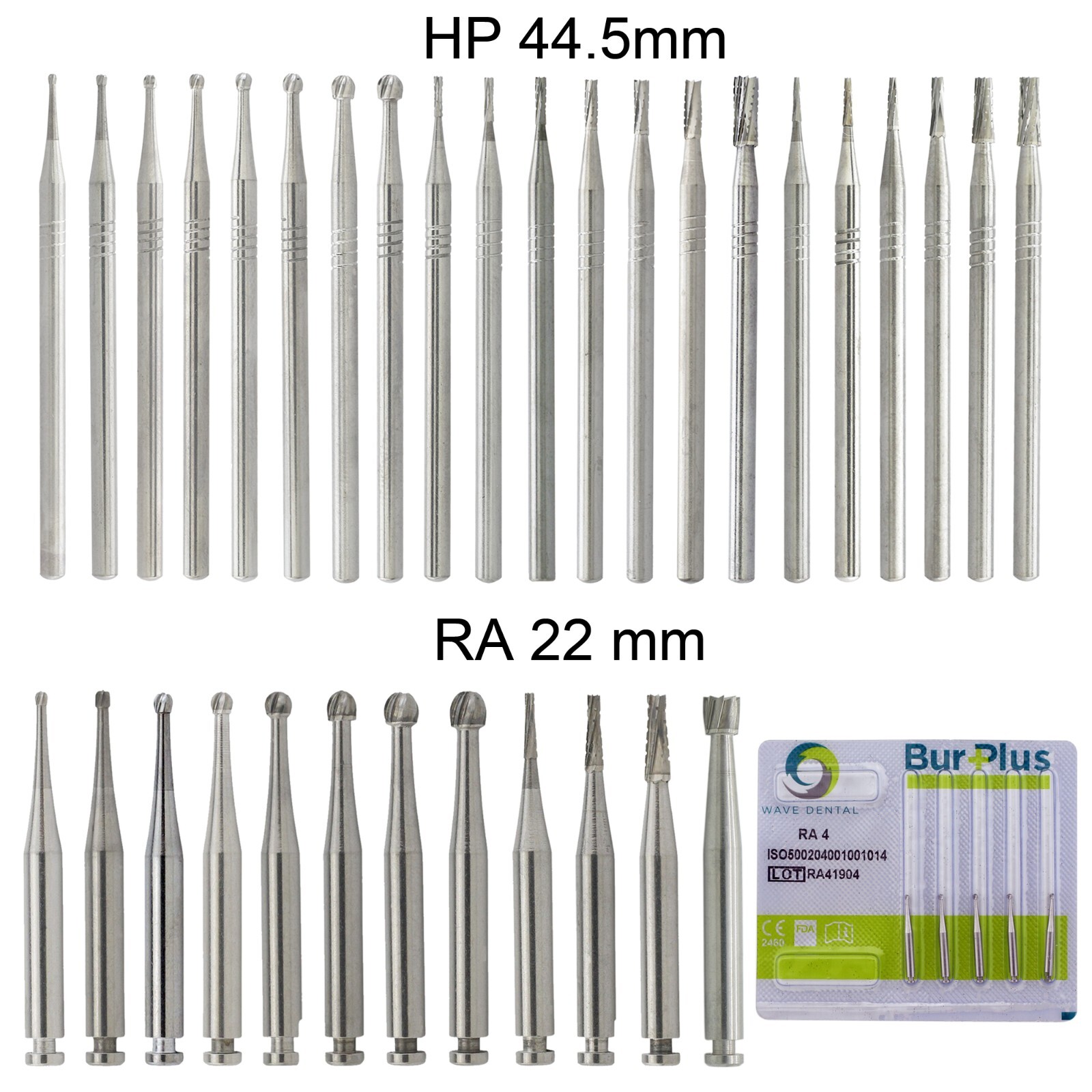 WAVE Dental Carbide Bur Slow Speed Latch RA 4 6 HP 44.5mm For Straight Handpiece