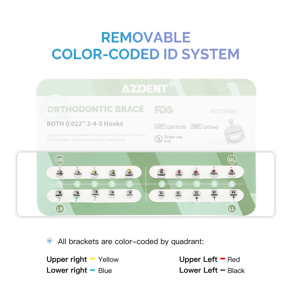 AZDENT Dental Orthodontic Q-type Bracket Spherical Braces ROTH/MBT 0.022 HK 345