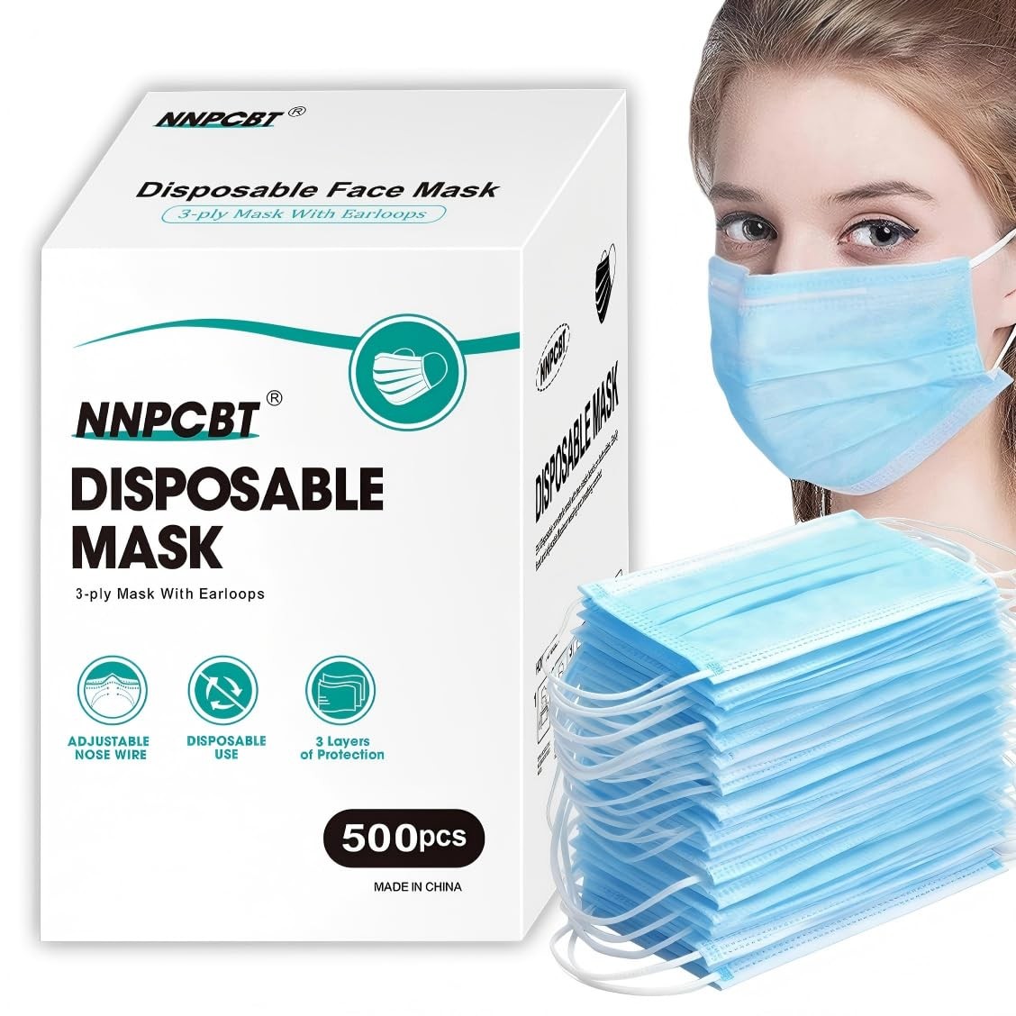 500 Pcs Blue Disposable Face Masks, 3 Ply Face Masks Disposable for Adults, D…
