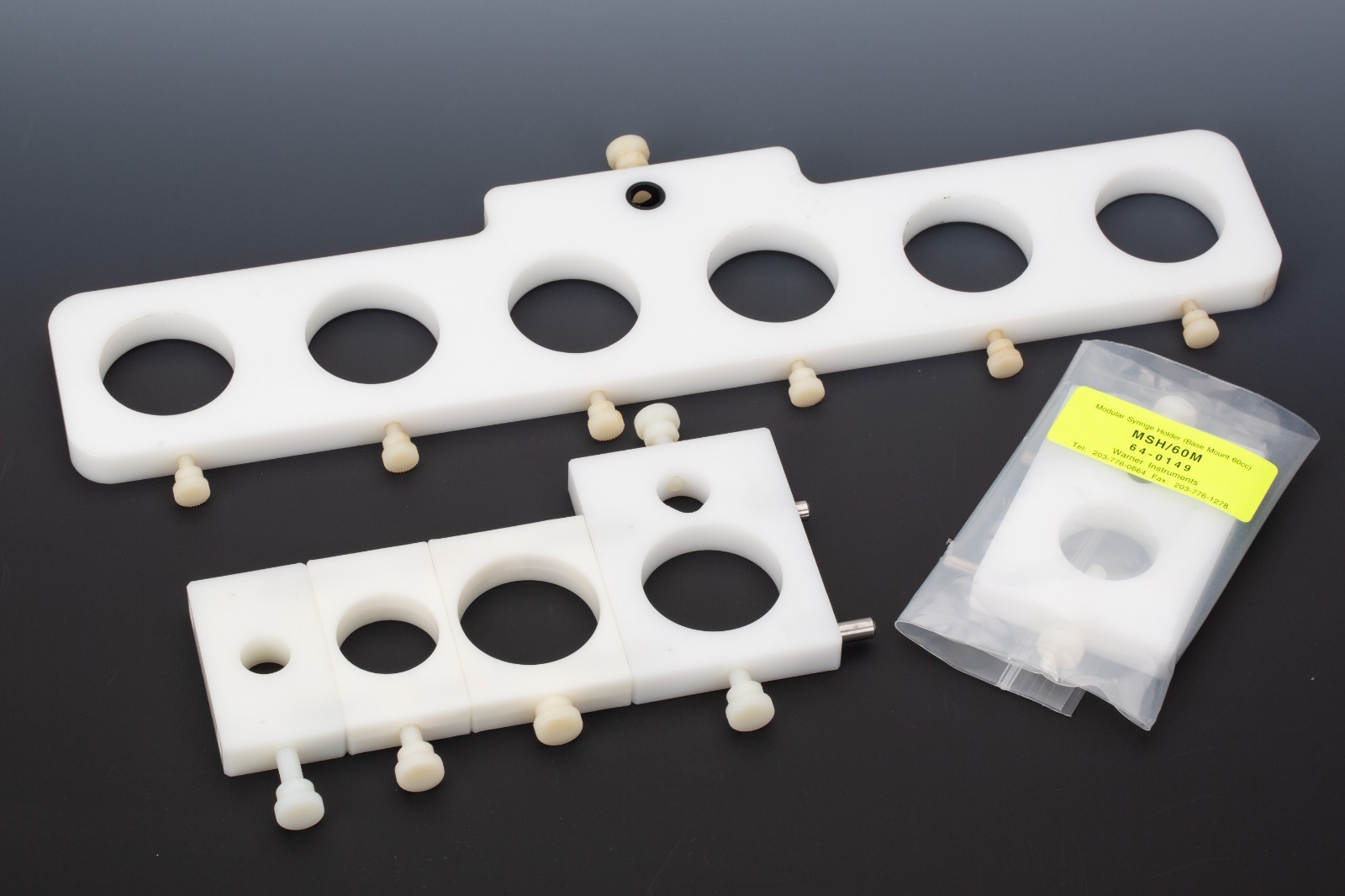 Warner Instruments Syringe Holders For Various Size Syringes, 140, 60, and 10 cc