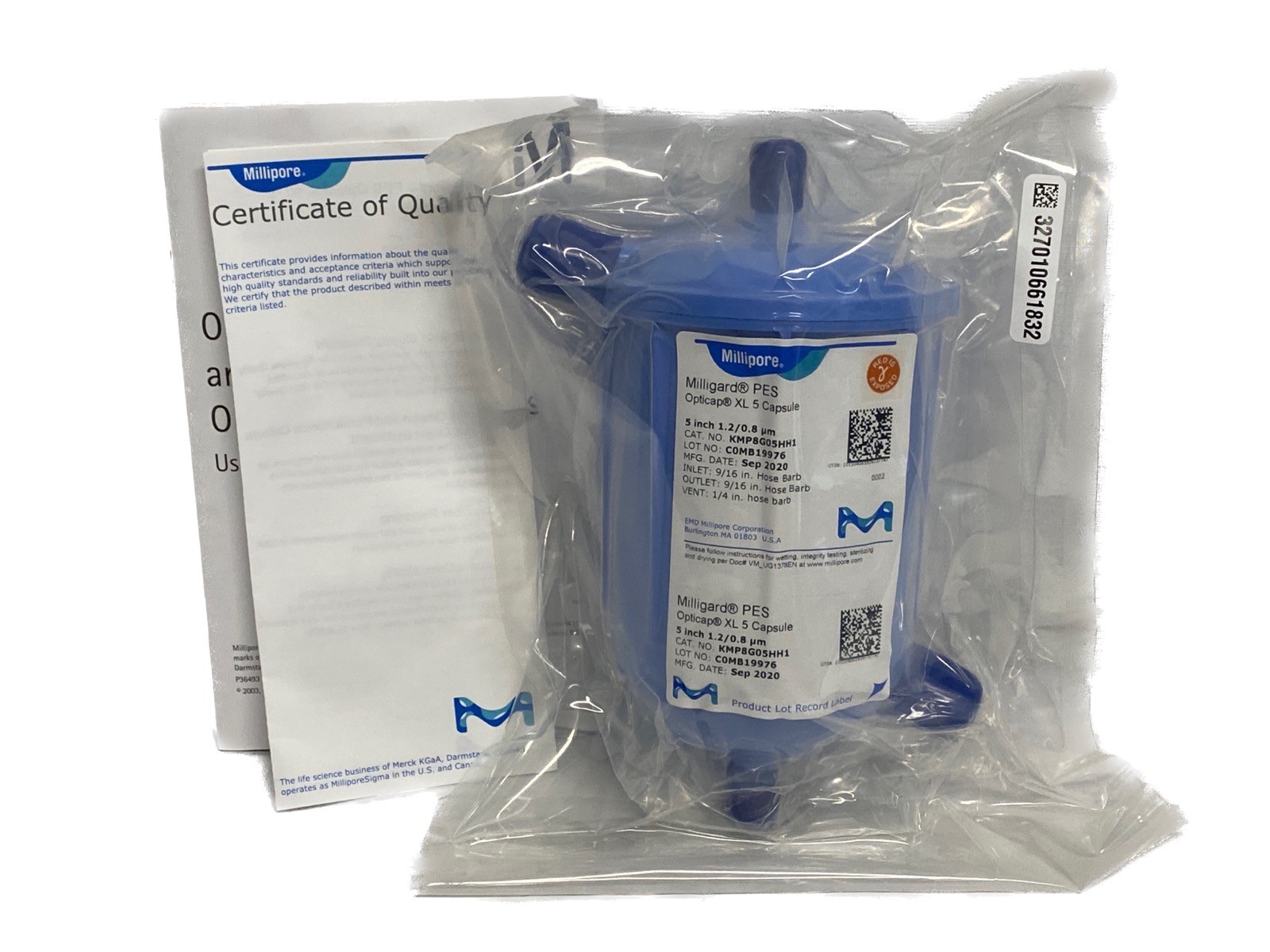 MILLIPORE Milligard Opticap XL 5 Filter Capsule 1.2/0.8um PES 9/16”HB KMP8G05HH1