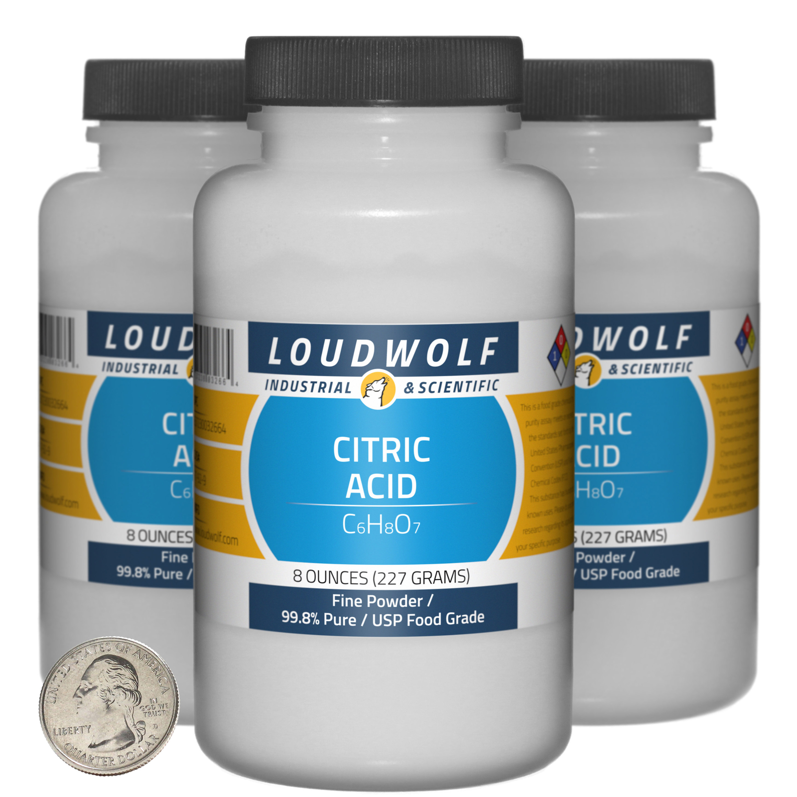 Citric Acid / 1.5 Pounds / 3 Bottles / 99.8% Pure USP Food Grade / Fine Powder
