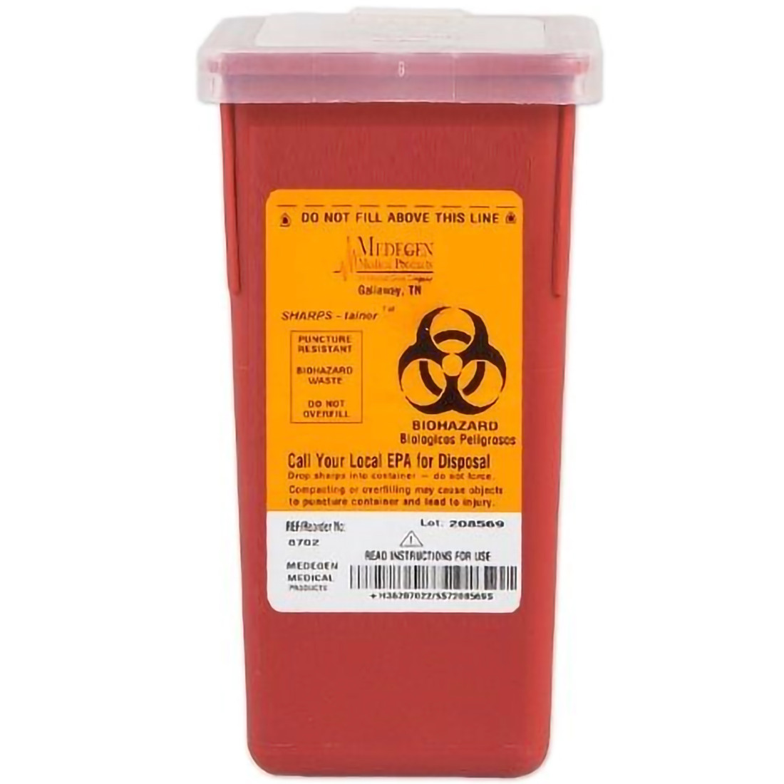 Medegen Stackable Biohazard Sharps Container, 1 Quart Capacity Each – Case of 24